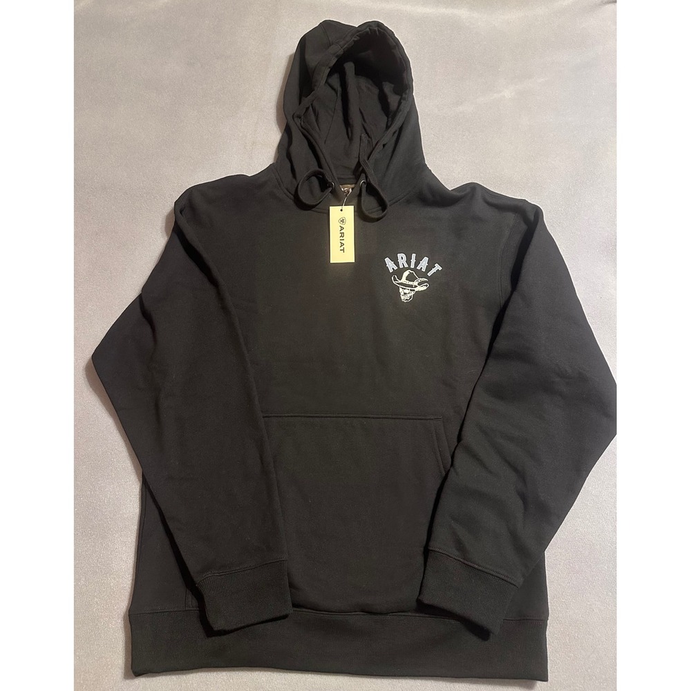 Ariat Men's M Fear No Evil Graphic Hoodie Black Cowboy Skull NWT